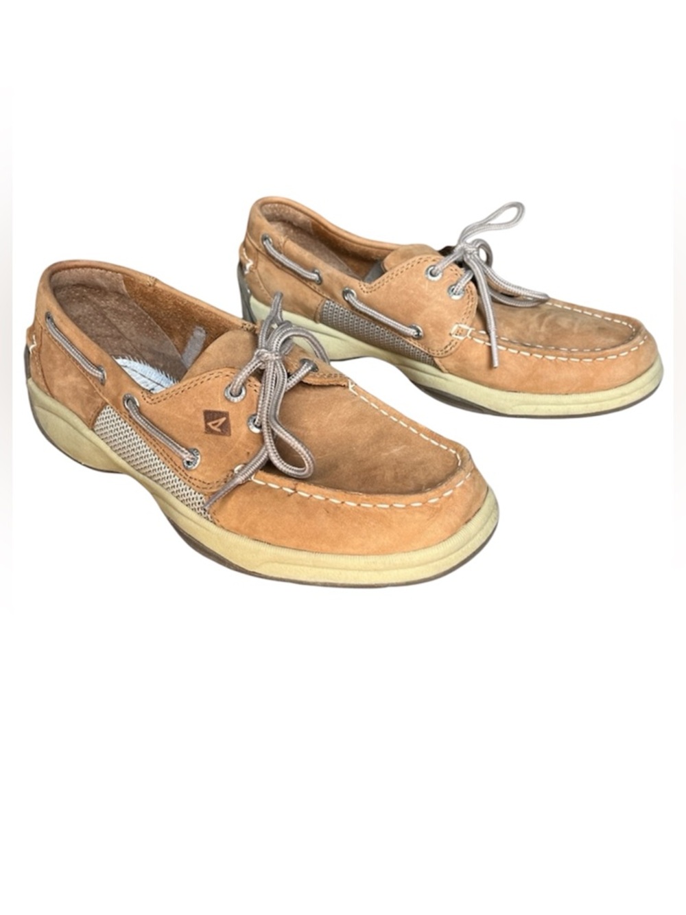 Sperry topsider boat shoes tan leather preppy men’s 8